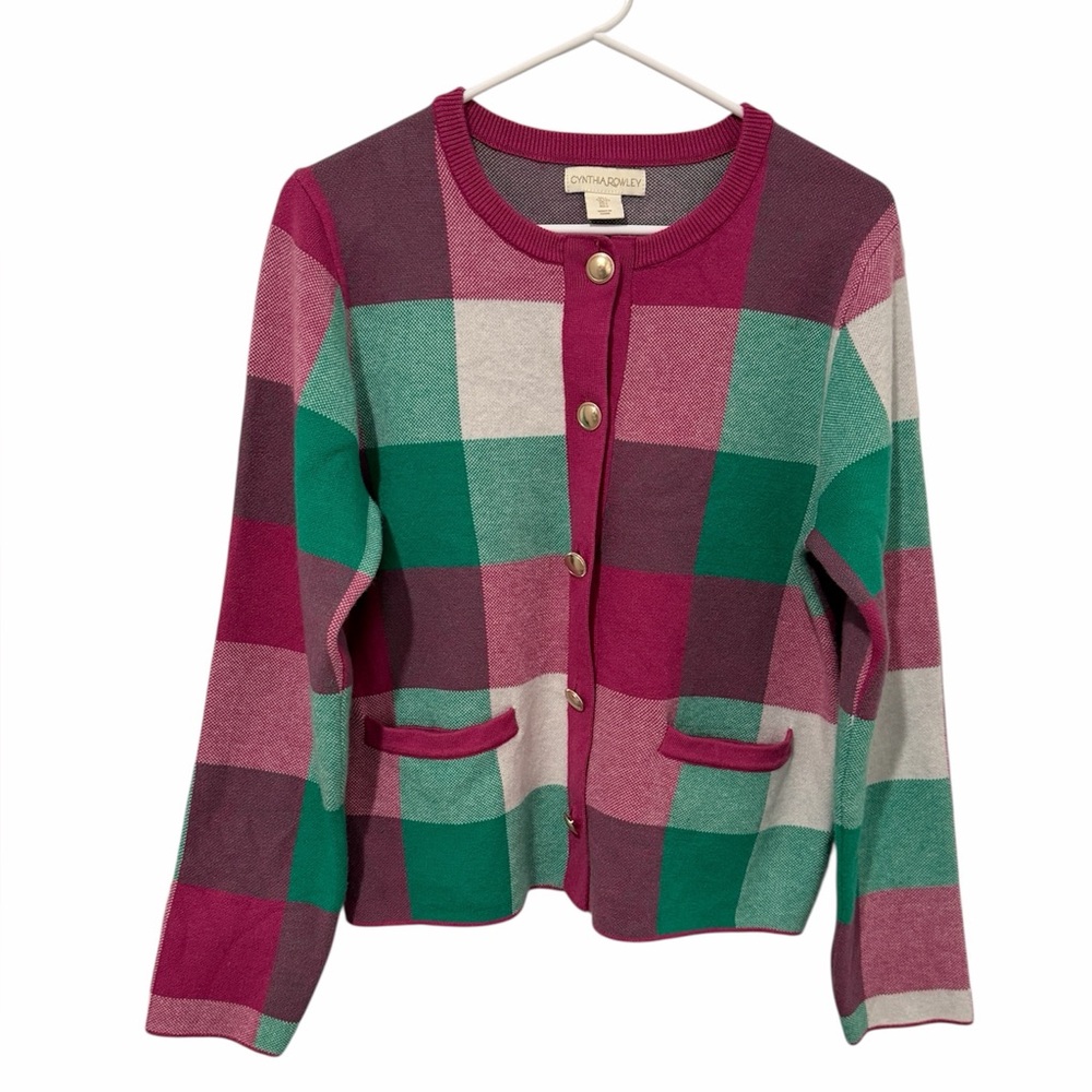 Cynthia Rowley Spring cardigan in pink and green. nwot large.